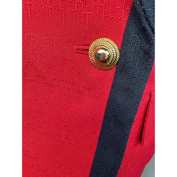 Vintage 80s Sasson Paris New York Red Skirt Power Suit Set Blazer Pencil Skirt 4 - Picture 3 of 13